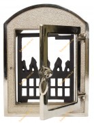 Топочные чугунные никелированные дверцы Dali со стеклом